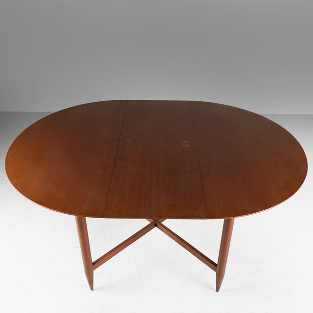 Brown Extendable Round Teak Table, 1960s For Sale - Image 8 of 14