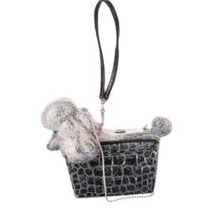 Judith Leiber Poodle Dog Phoebe Crystal Minaudière Wrist Shoulder Evening Bag Animal