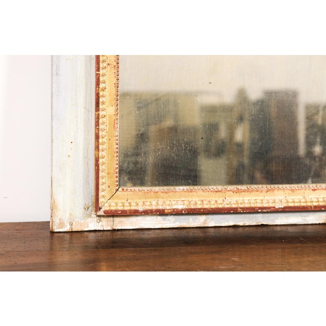 French 18th Century French Mirror With Blue and Gold Accents For Sale - Image 3 of 11