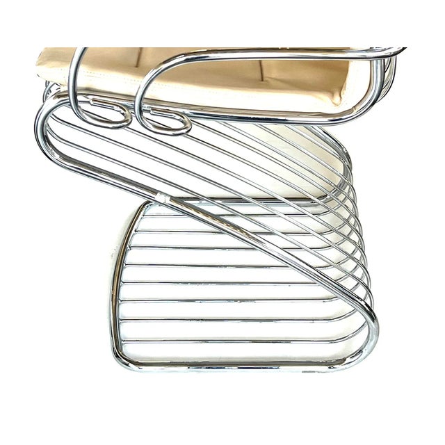 Modern 1970s Set of Four Gastone Rinaldi for Rima Tubular Chrome Cantilever Arm Chairs For Sale - Image 3 of 8