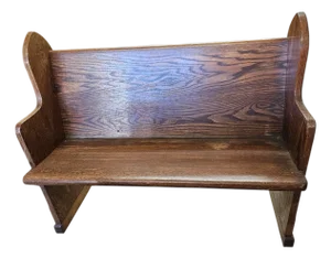 Antique Synagogue Bench Church Pew Solid Oak Neo Gothic Revival Star of David