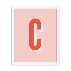 Alphabet Series in Pink, Letter C by Pencil & Paper in White Frame, XS Art Print