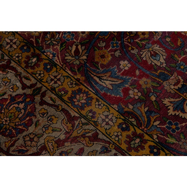 1880s Antique Persian Tabriz Wool Rug With Classic Floral Design in Red For Sale - Image 10 of 11
