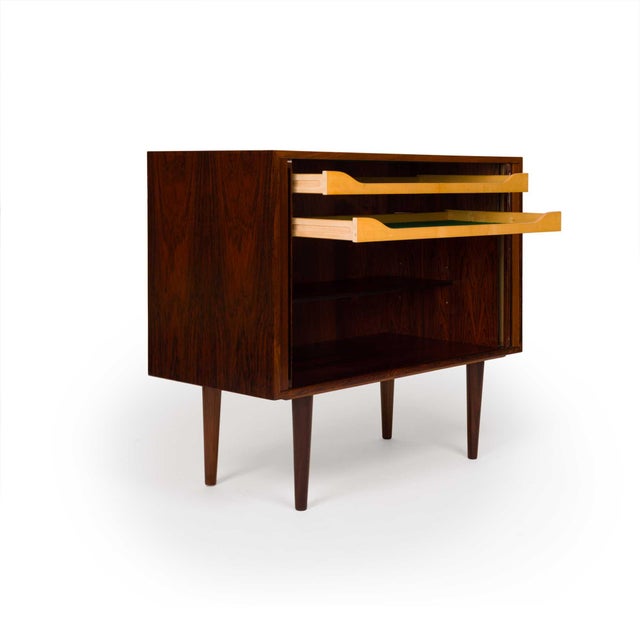 Brown Kai Kristensen Rosewood Tambour Door Cabinet Sideboard / Media Cabinet For Sale - Image 8 of 11