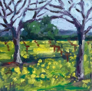 Mustard Grass, Expressionist Oil Painting Landscape