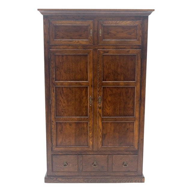 Henredon Oak Linen Press Cupboard Chest of Drawers Armoire Lots of Storage MINT For Sale