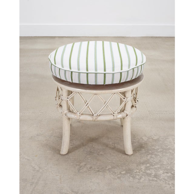 20th Century Round Rattan Swivel Ottoman Stool by Ficks Reed For Sale - Image 17 of 18