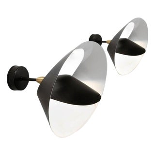 Mid-Century Modern Black Saturn Wall Lamps by Serge Mouille, Set of 2 For Sale