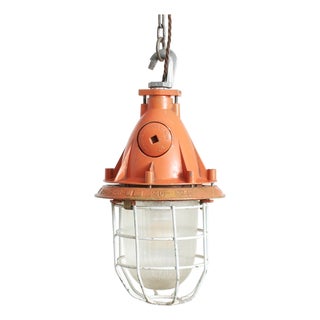 Vintage Industrial Cage Pendant, 1950s For Sale