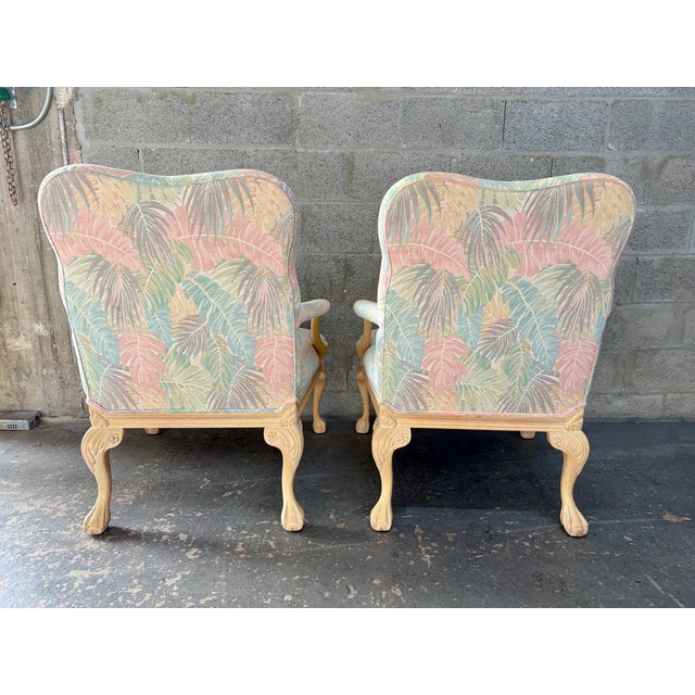 Wood A Pair of Palm Beach Regency Coastal Style Bergere Armchairs by Sherrill Furniture. Circa 1980s For Sale - Image 7 of 18