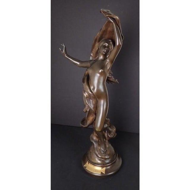 Art Nouveau Late 19th Century Art Nouveau Bronze Sculpture of Draped Nude by Henri Godet For Sale - Image 3 of 9