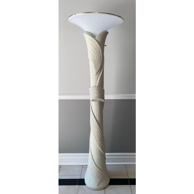 Postmodern 1980s Postmodern Pastel Plaster Ribbon Torchiere Floor Lamp For Sale - Image 3 of 10