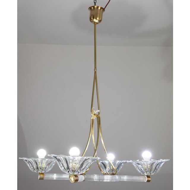 Extraordinary Art Deco Murano Glass and Bras Chandelier by Barovier E Toso, 1950 For Sale - Image 13 of 18
