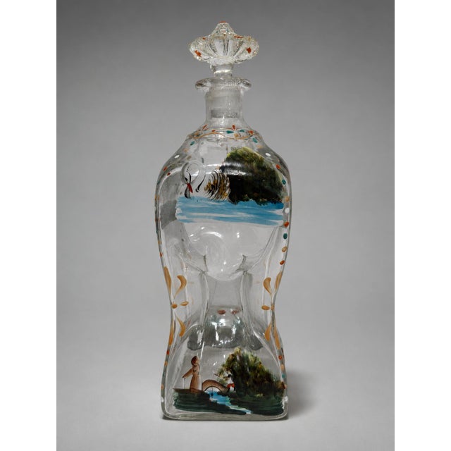 12 Pc, Polychrome Enamel-Painted Glass Liqueur Service, Continental C. 1920 For Sale - Image 4 of 10