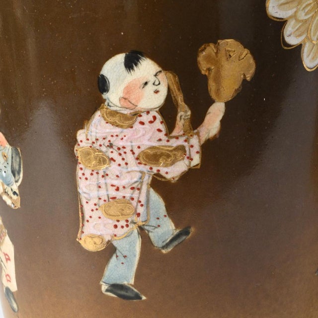 Antique Japanese Children Playing Satsuma Vases, 1890s, Set of 2 For Sale - Image 11 of 15