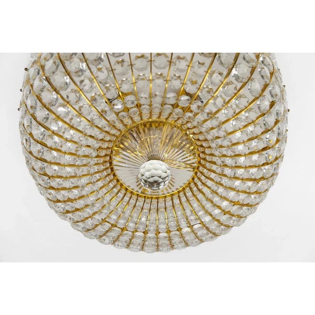 Ceiling Lamp with Glass Stones and Flowers Brass Frame from Vereinigte Werkstätten, Germany, 1960s For Sale - Image 9 of 10