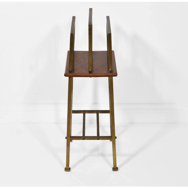 Edwardian Brass & Mahogany Canterbury Newspaper Magazine Rack For Sale - Image 6 of 11