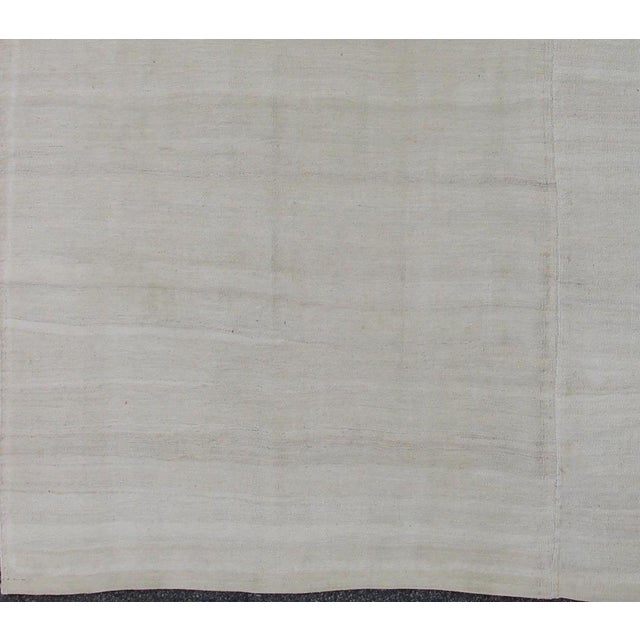 Variegated subtle cream and taupe square-sized vintage Kilim rug from Turkey, rug en-165669, country of origin / type:...