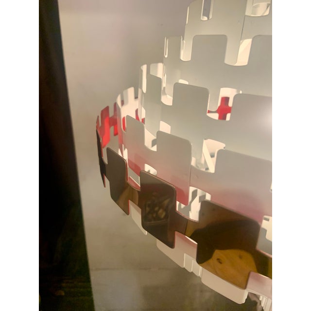 Mid-Century Modern 1970s Cromo Sculptural Concentric Metal Ring Pendant Lamp by Ineslam, Spain For Sale - Image 3 of 5