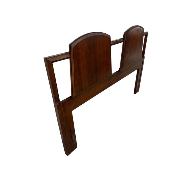 Elevate your bedroom with this authentic Mid-Century Modern Lane 1st Edition walnut headboard, a timeless design that...