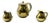 1950s Los Castillo Taxco Brass & Stone Inlaid Tea Set, Mexican Modernism - Set of 3 For Sale