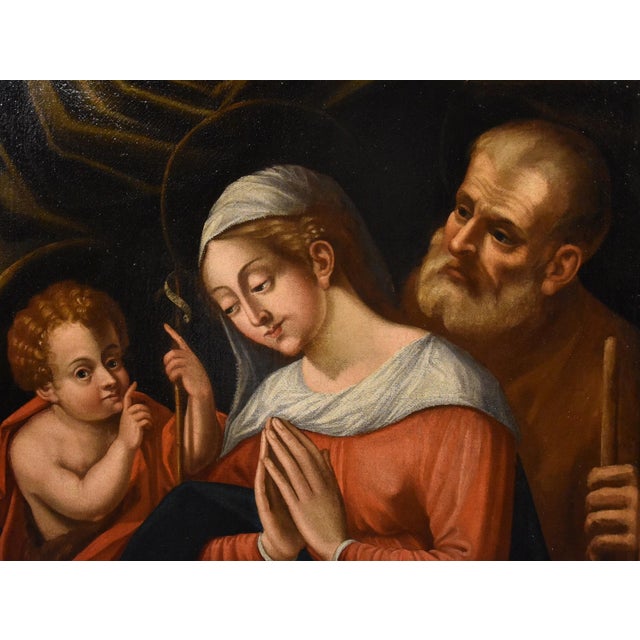Circle of Giovanni Battista Ramenghi, Holy Family, 1620, Oil on Canvas, Framed For Sale - Image 4 of 18