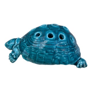 Aqua Turquoise Majolica Turtle Vase Clement Massier, Circa 1890 For Sale