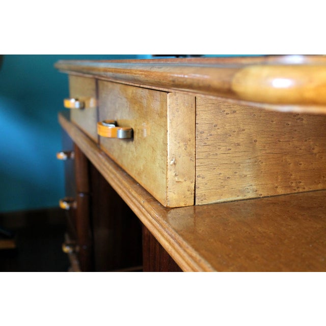 Wood Veneer Rosewood and Maple Vanity with Bakelite Handles For Sale - Image 7 of 8