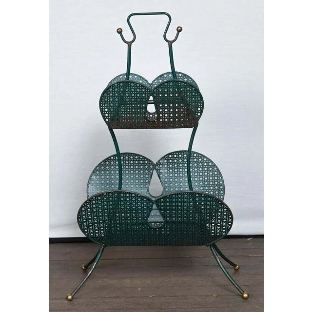 1950s Mathieu Matégot Black Metal Two-Tier Magazine Rack For Sale - Image 5 of 11