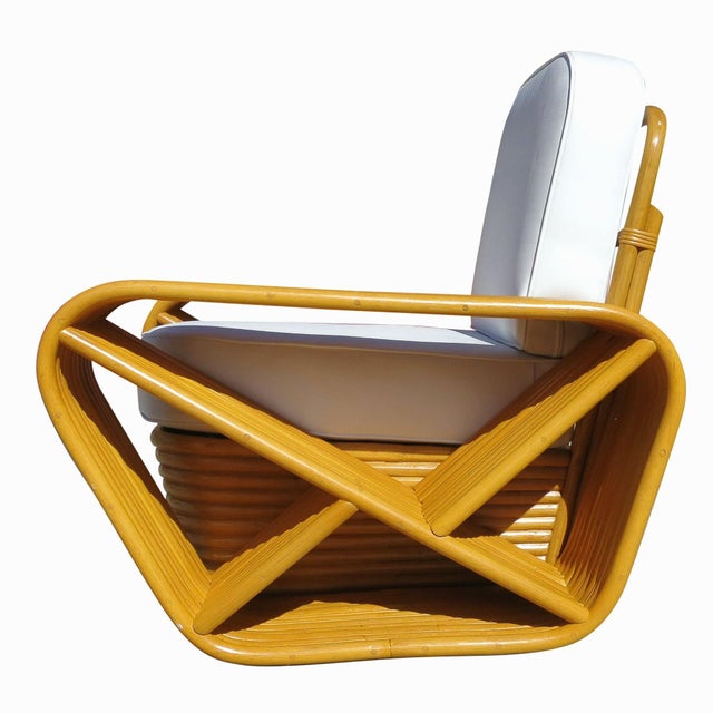 1950s 1950s Restored Paul Frankl Style10 Strand Square Pretzel Rattan Lounge Chair For Sale - Image 5 of 9