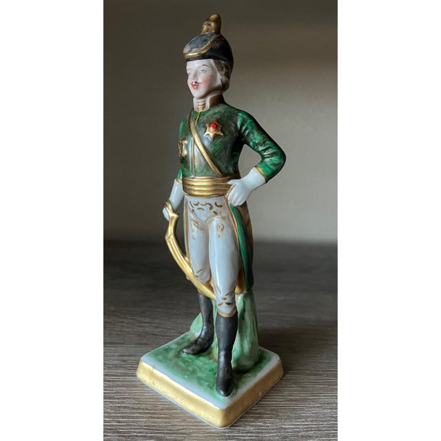 1960s Vintage Hand-Painted Capodimonte Porcelain Figurine of a Napoleonic Soldier For Sale - Image 5 of 7