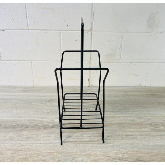 1960s 1960s Black Metal Wire Magazine Stand For Sale - Image 5 of 6