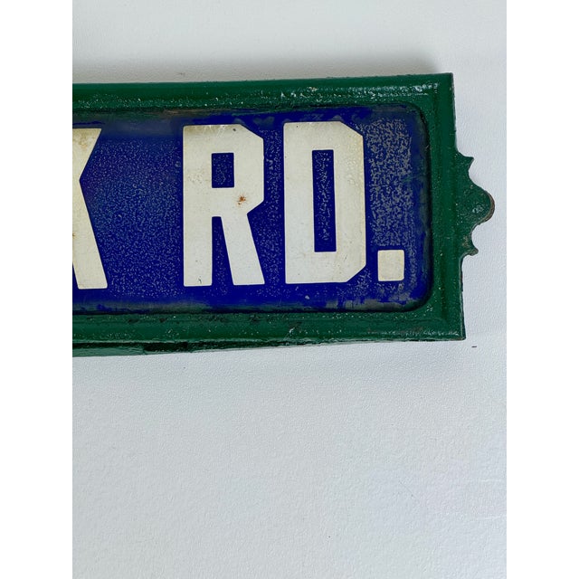 Early 20th Century Double Sided Porcelain Enamel Street Sign in Cast Iron Ornate Frame For Sale - Image 9 of 11