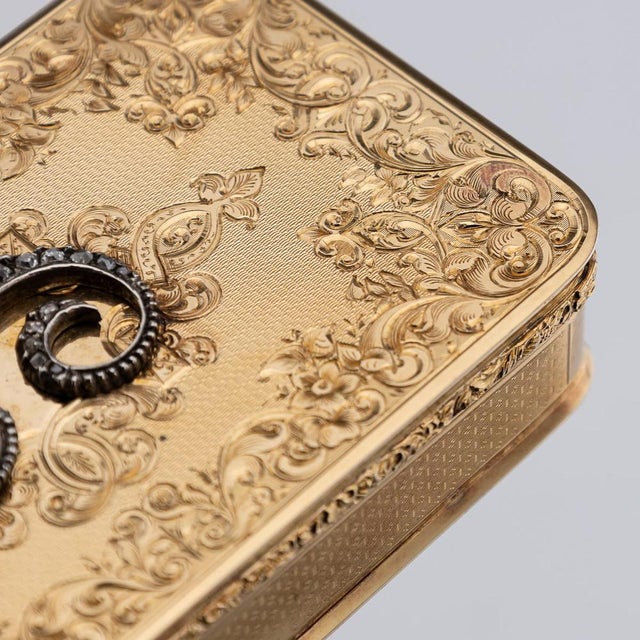 Antique 19th Century German 18k Gold & Diamond Snuff Box, Hanau, 1840s For Sale - Image 18 of 18