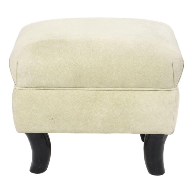 Late 20th Century Suede & Ox Horn Ottoman For Sale