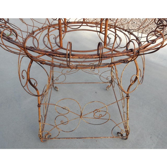 Antique Victorian Ornate Wrought Iron 3-Tier Garden Plant Stand French 1930s For Sale - Image 4 of 8