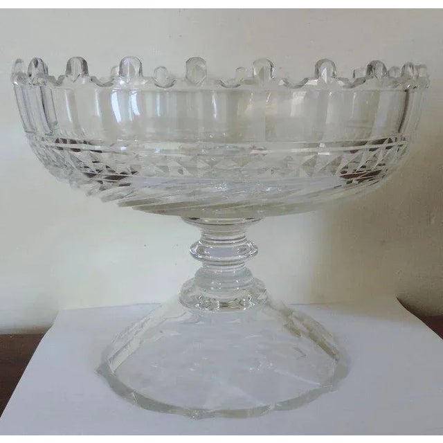 English 19th Century Anglo Irish Cut Glass Crystal Compote For Sale - Image 3 of 11