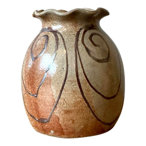 Vintage Boho Original Studio Pottery Ruffle Vase