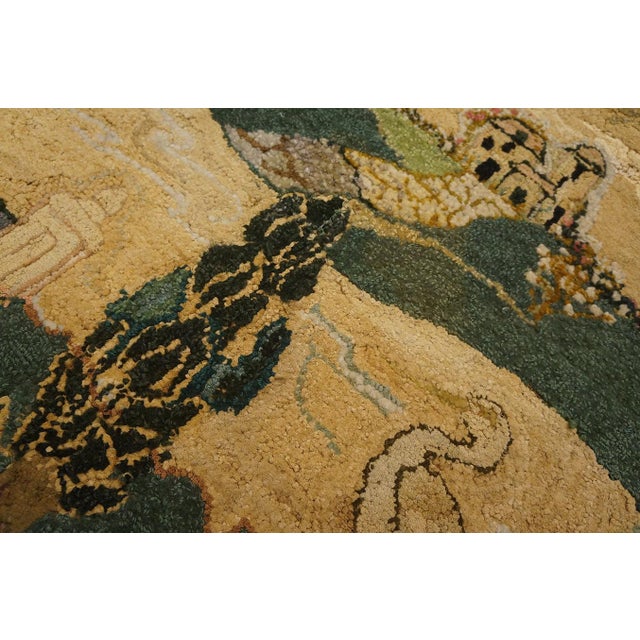Textile 1930s Multicolor Scene Pictoral Folk Art Antique American Hooked Hand Knotted Rug 2'3" X 3'2" Wool Carpet For Sale - Image 7 of 10