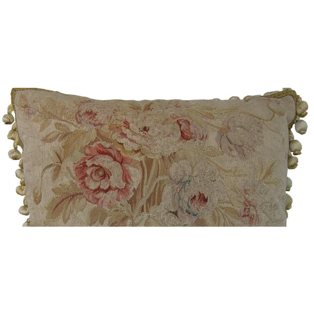 Textile Antique French Silk Aubusson Tapestry Pillow For Sale - Image 7 of 9