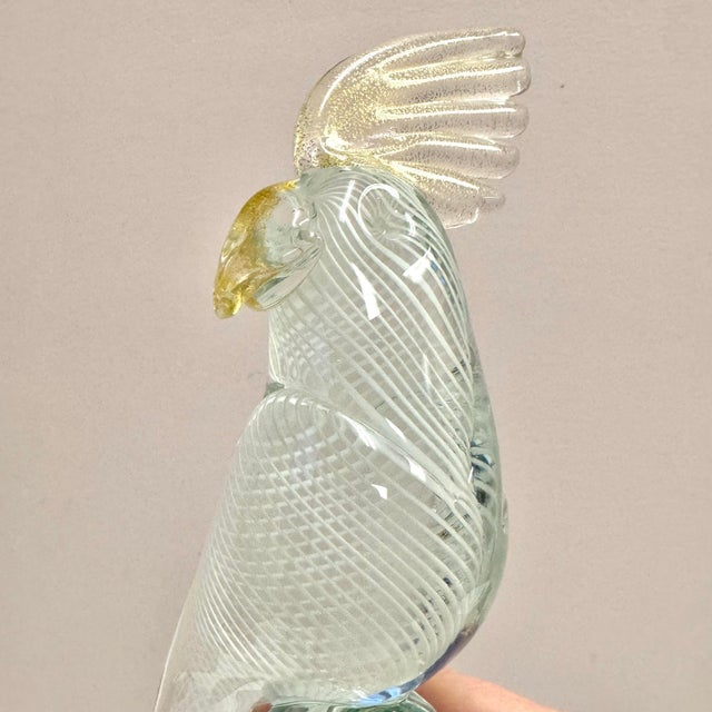 1960s Vintage Murano Glass Cockatoo Sculpture Signed For Sale - Image 5 of 8