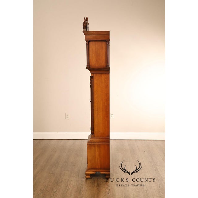 Howard Miller Chippendale Style Cherry Grandfather Grandmother Clock For Sale - Image 17 of 18