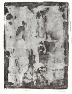 Imprints Monoprint 9*12r Black White Art by Carrie Bergey