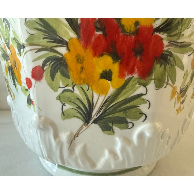 1960s Vintage Chinoiserie Hand Painted Floral Planter For Sale - Image 5 of 10