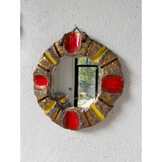 Vintage Ceramic Mirrors, 1950, Set of 2 For Sale - Image 4 of 18