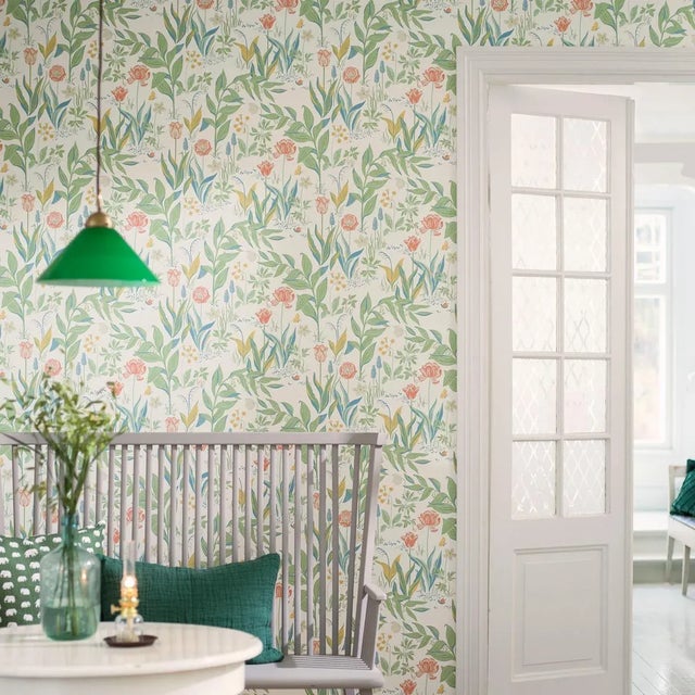 Mid-Century Modern Sample - Borastapeter Spring Garden Wallpaper in Ivory Multi For Sale - Image 3 of 4