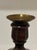 Antique English Oak Turned Candlesticks With Brass Candle Cups - A Pair For Sale - Image 11 of 13