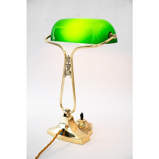 Banker's Swivel Table Lamp with Green Glass Shade, Vienna, Austria, 1920s For Sale - Image 14 of 18