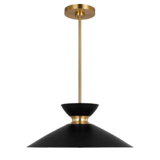 ED Ellen DeGeneres by Visual Comfort Studio Heath Wide Pendant, Midnight Black & Burnished Brass For Sale