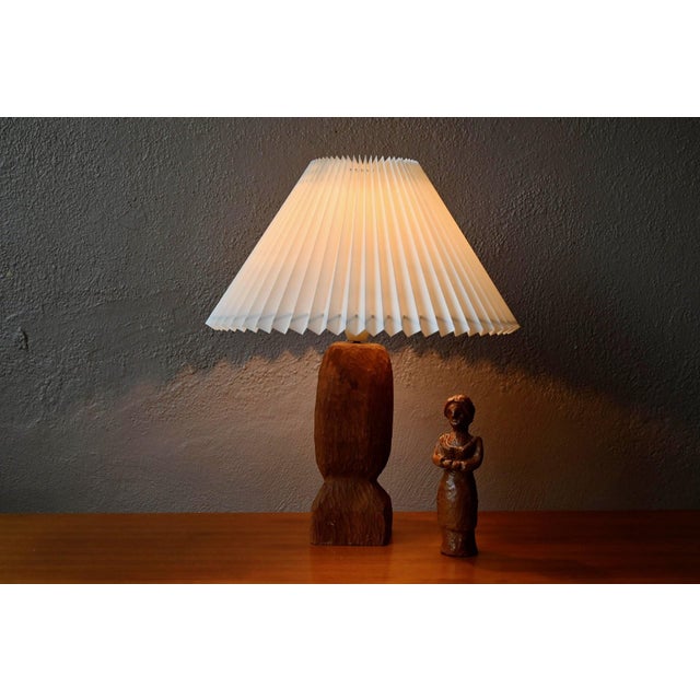 Brutalist Danish Hand-Carved Teak Table Lamp, 1960s For Sale - Image 11 of 11